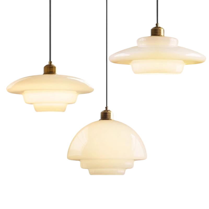 Melkachtig wit glazen hanglamp