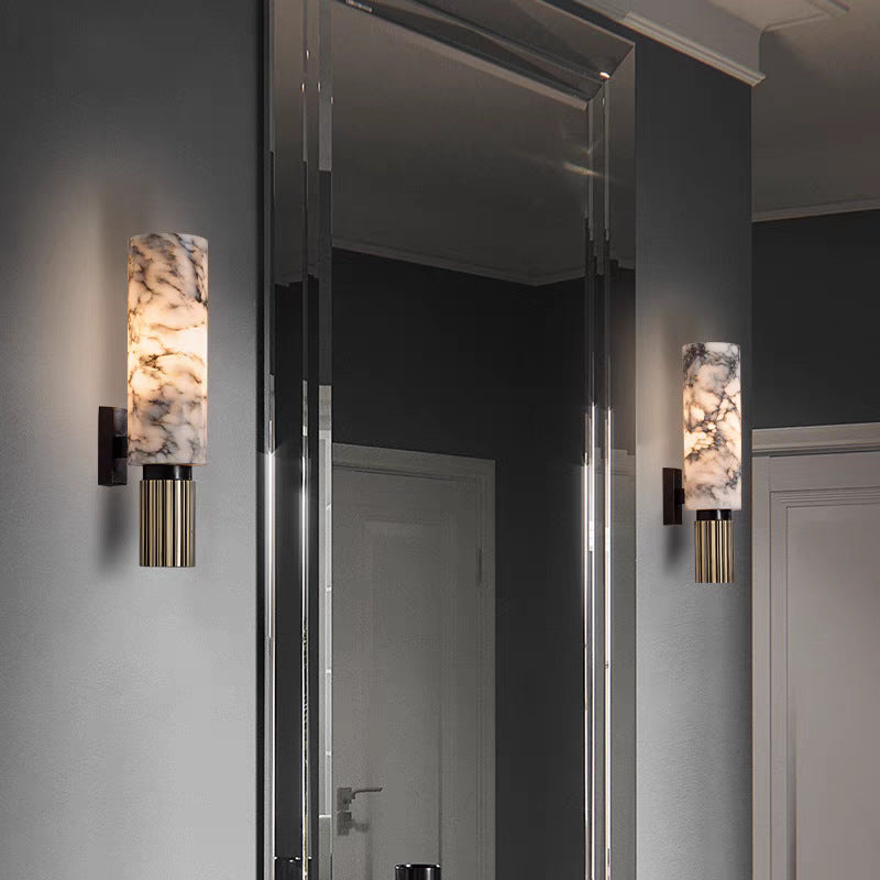 Koperen stenen wandlamp