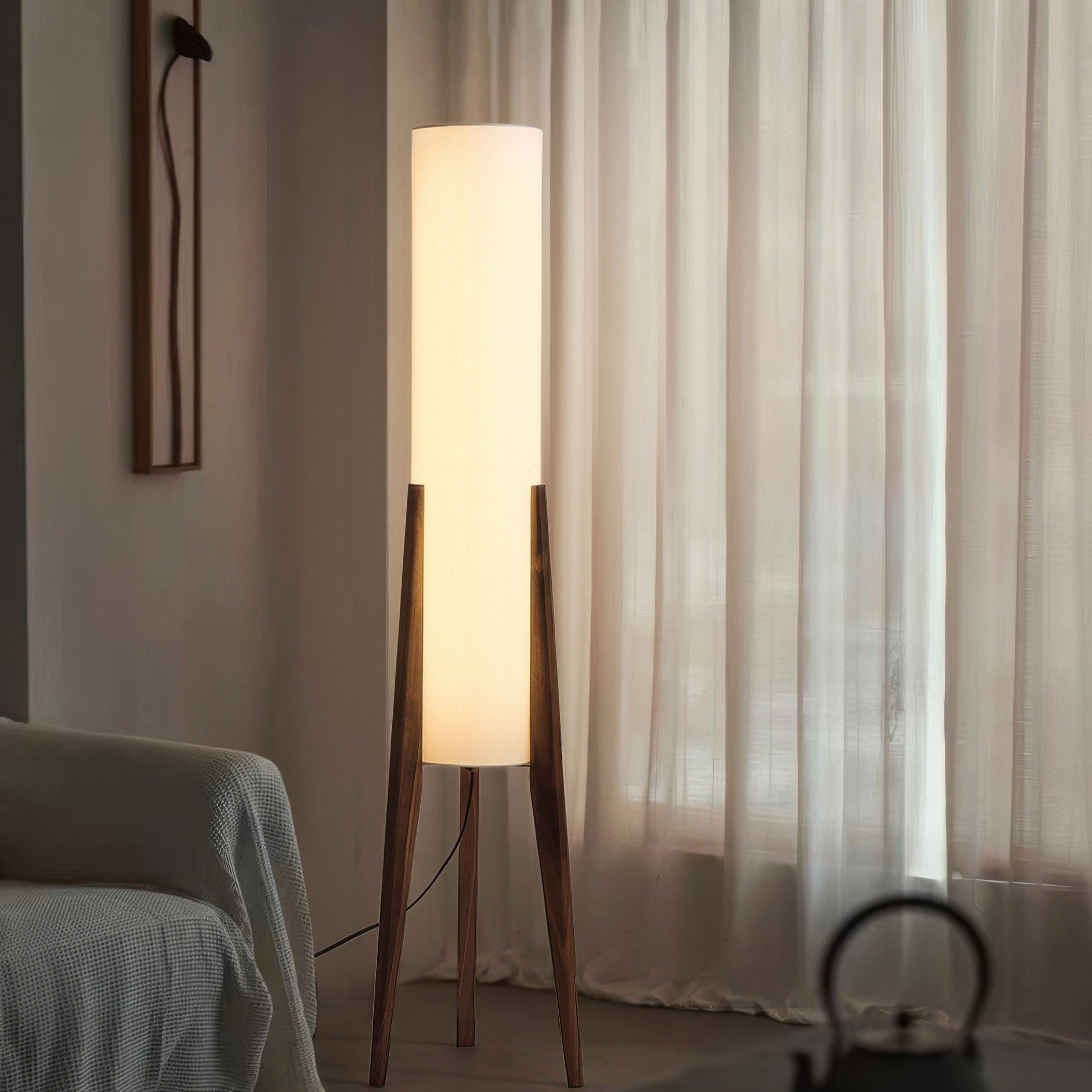 Massief Walnoten Vloerlamp