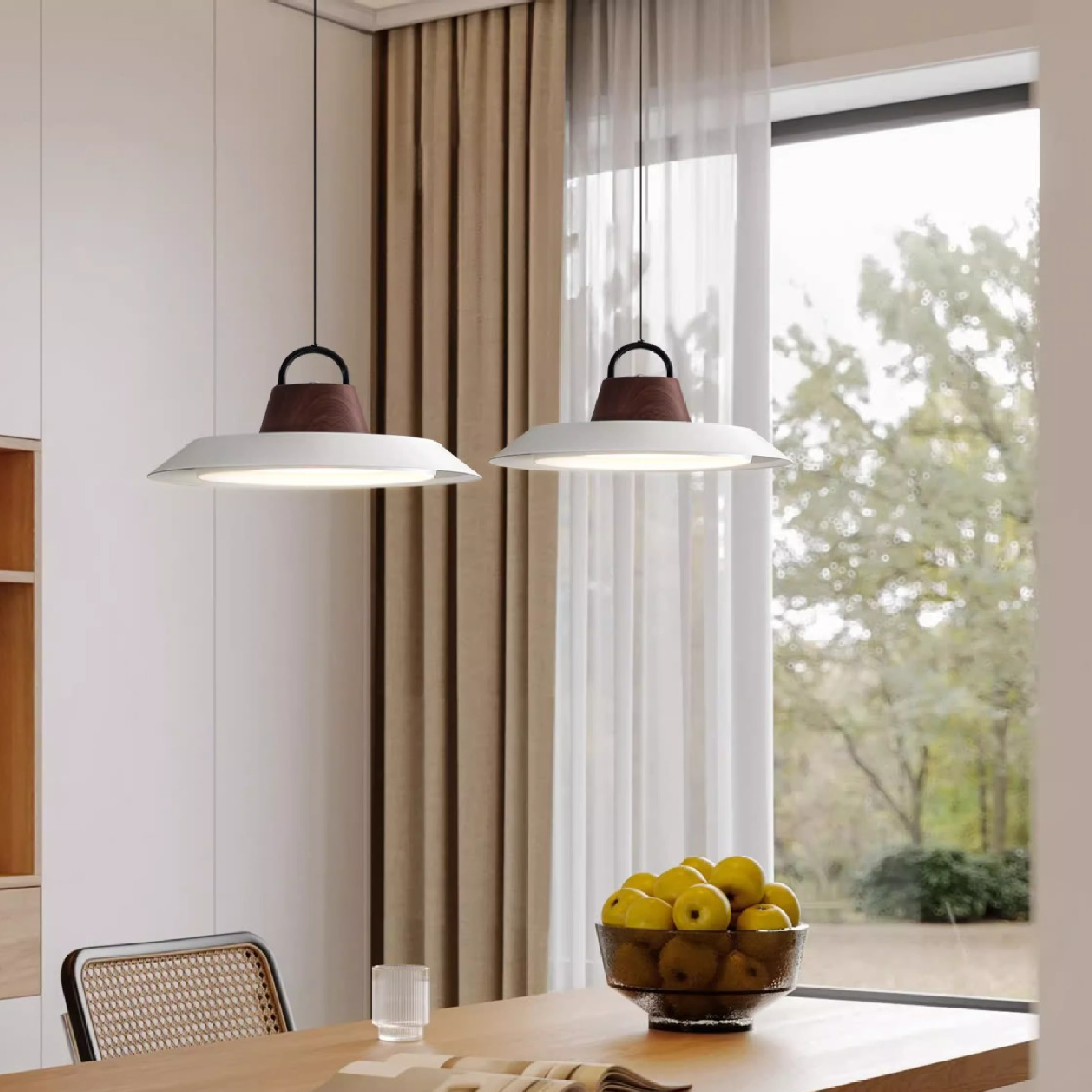 Scandinavische Hout/Metalen Hanglamp