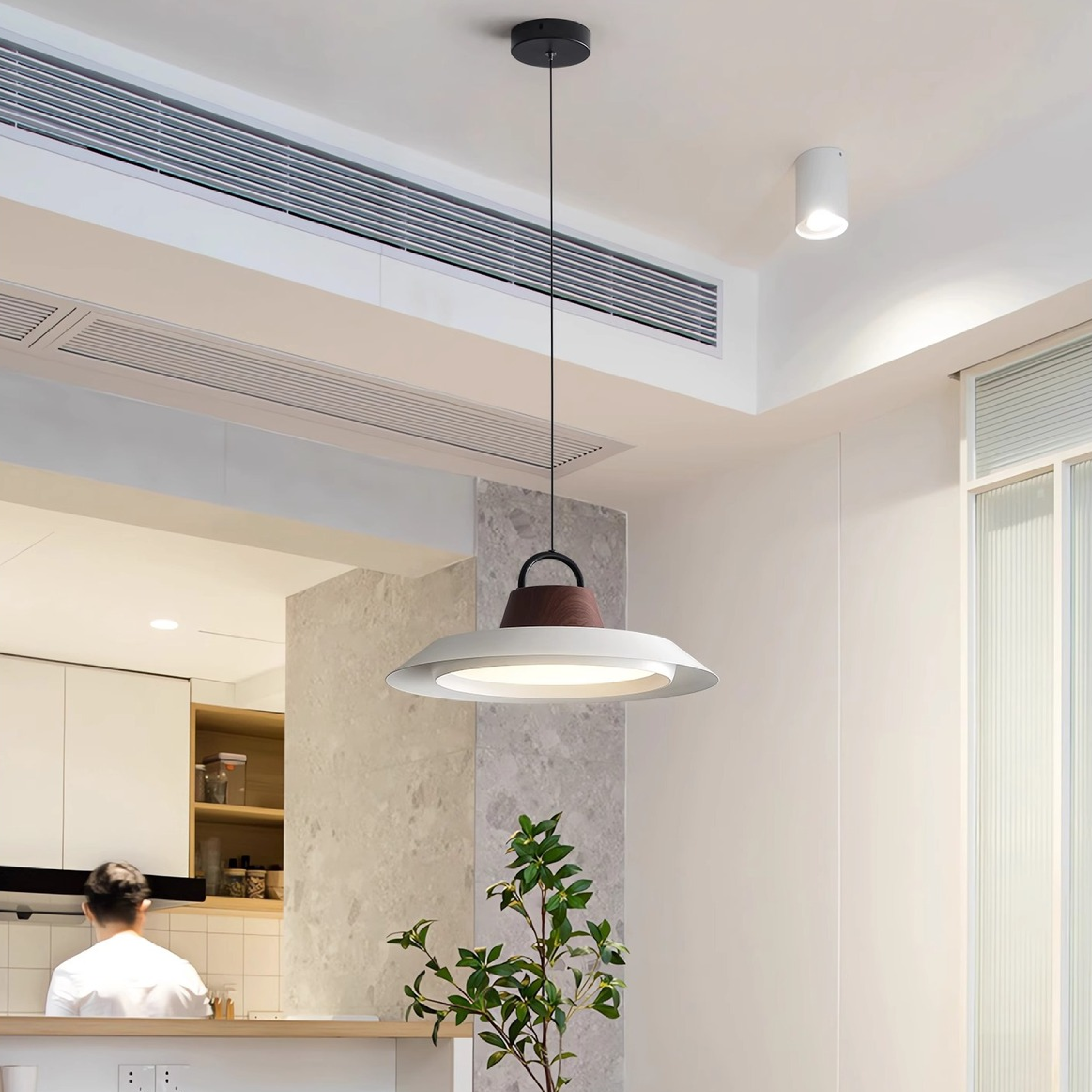 Scandinavische Hout/Metalen Hanglamp