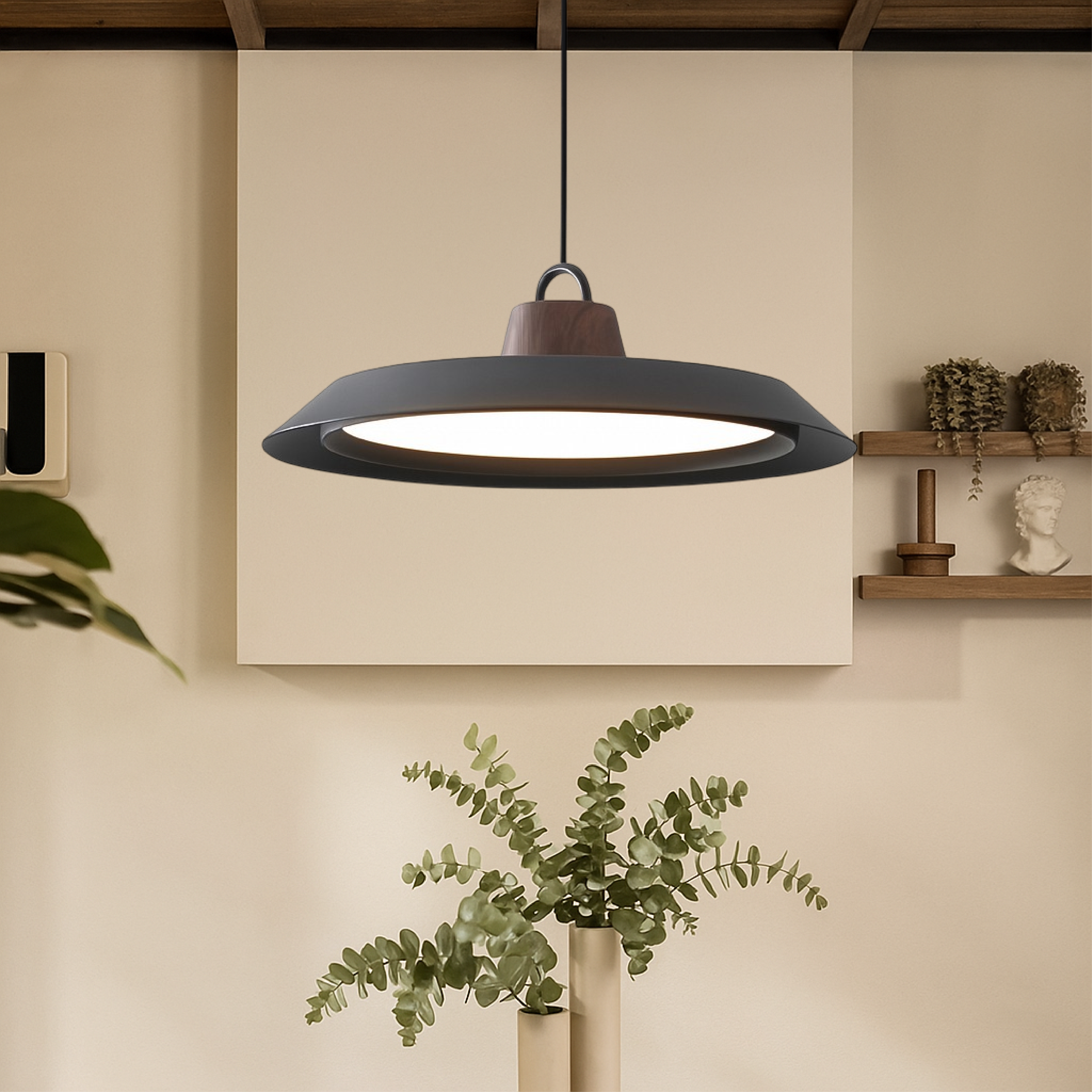 Scandinavische Hout/Metalen Hanglamp