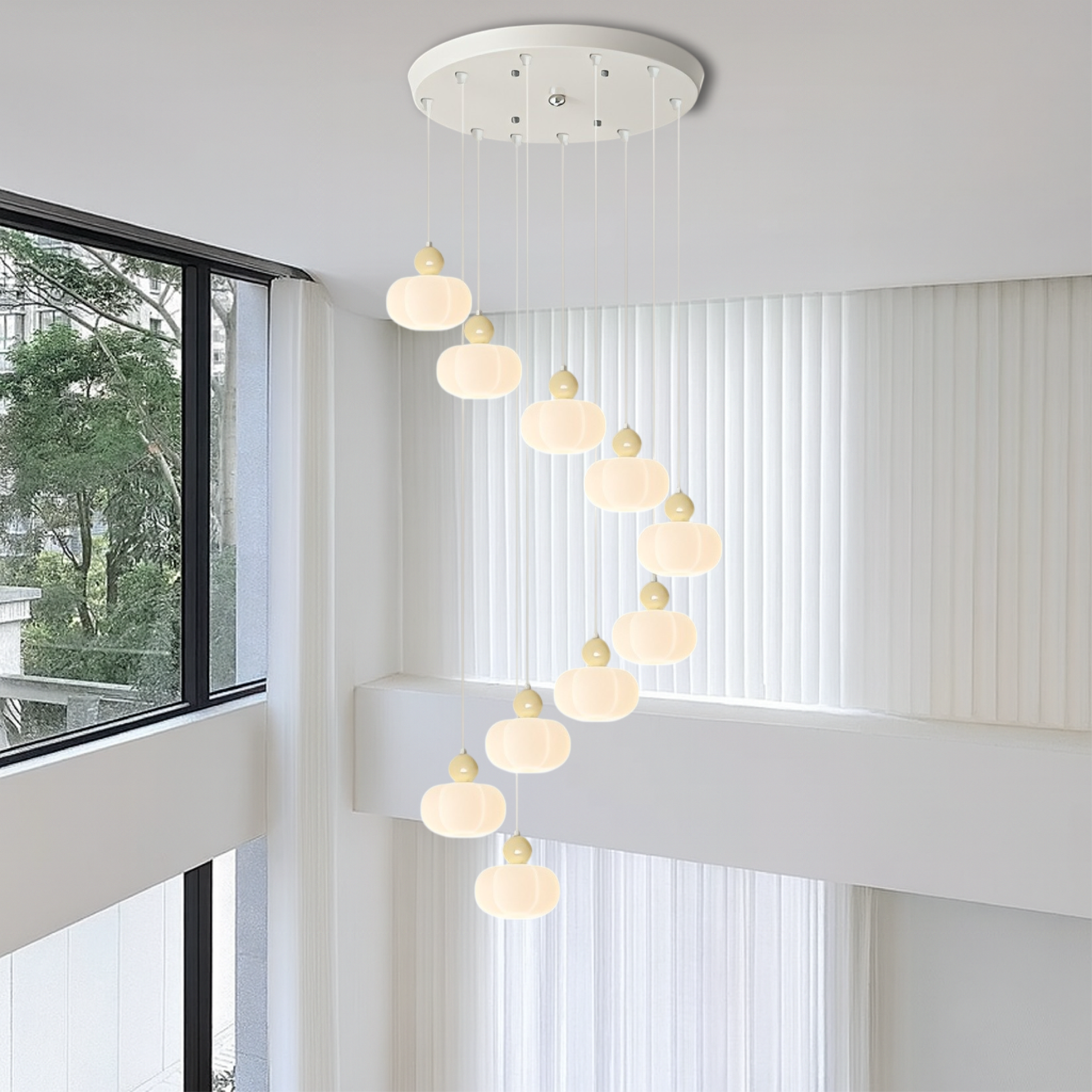 Art Deco Creme Trappenkroonluchter