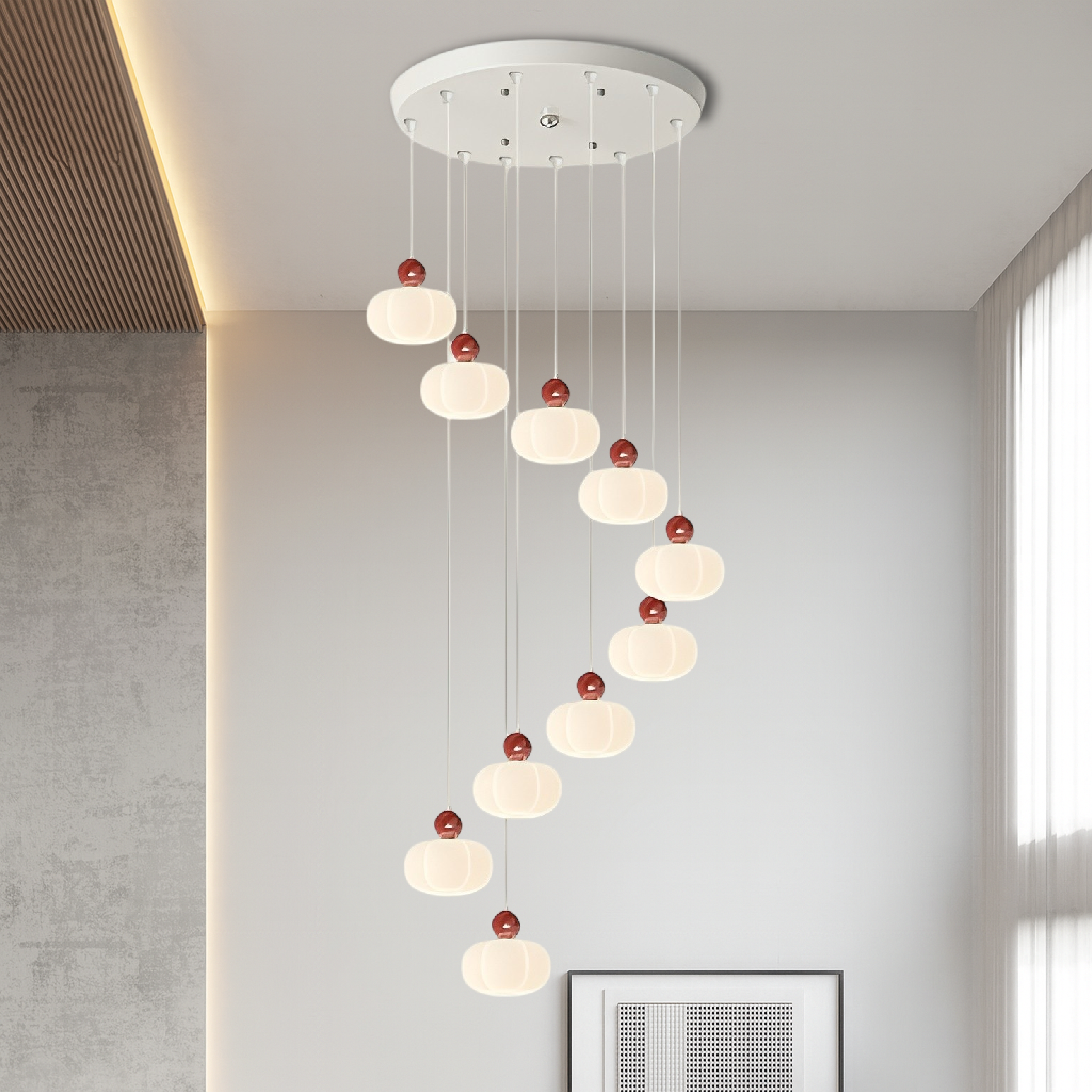 Art Deco Creme Trappenkroonluchter