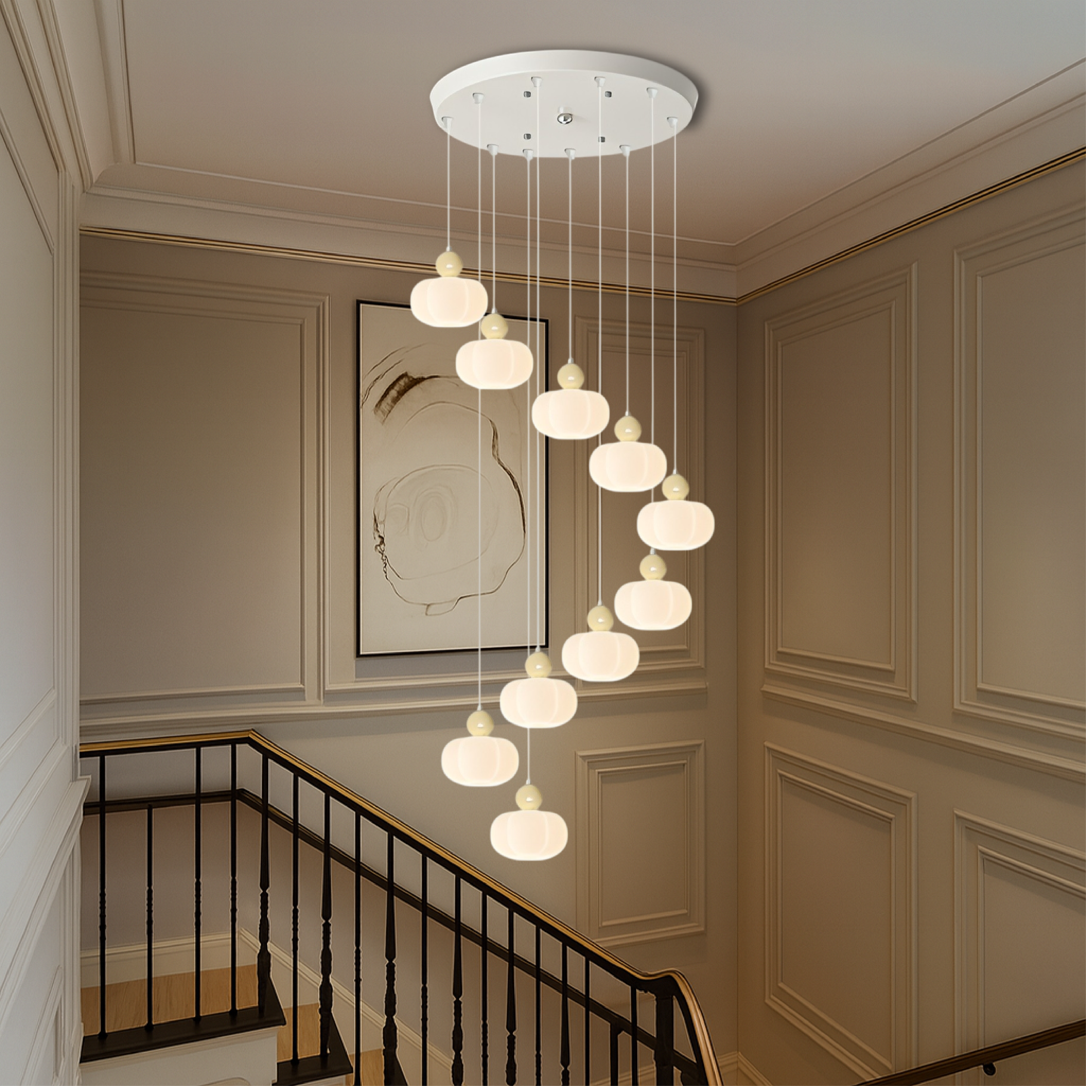 Art Deco Creme Trappenkroonluchter
