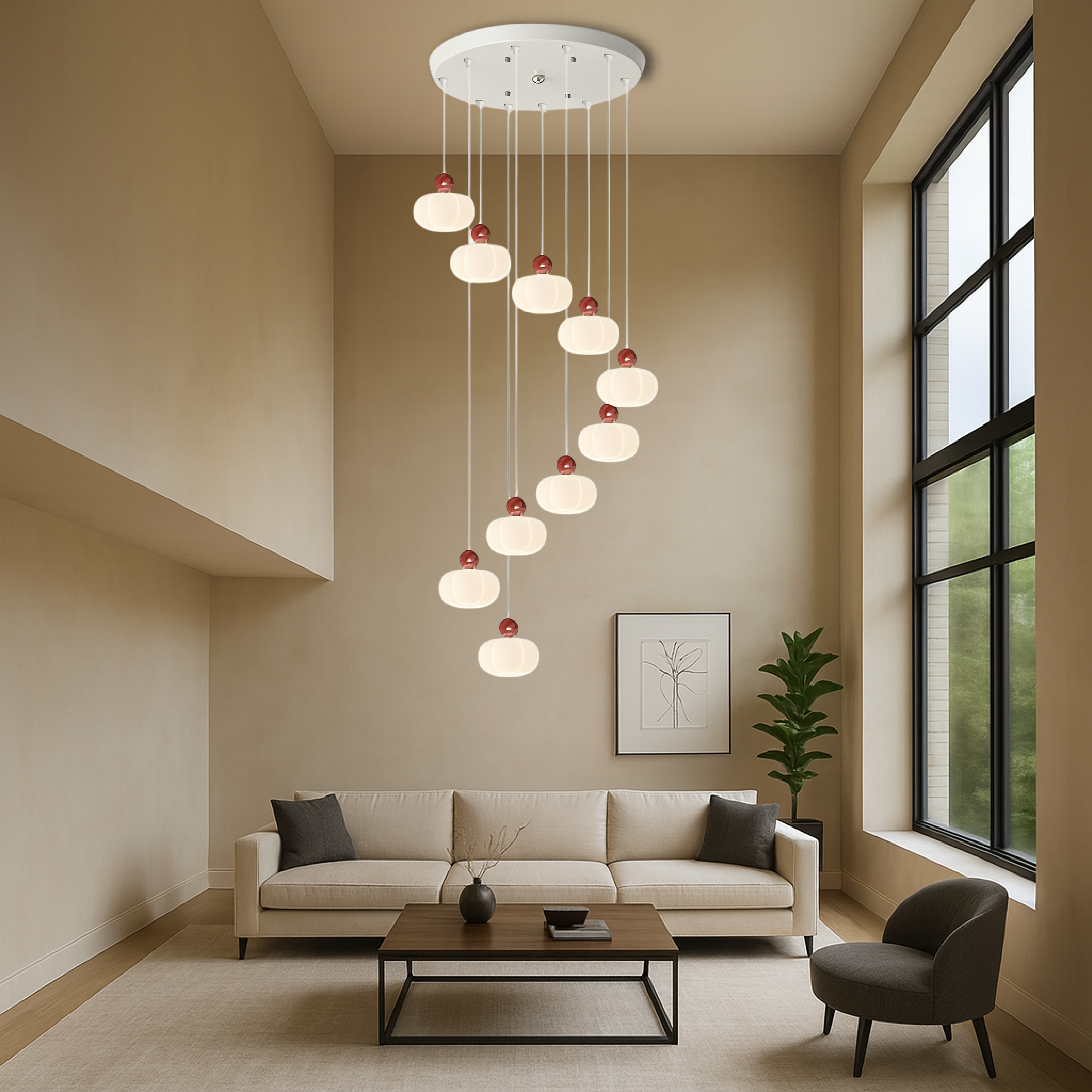 Art Deco Creme Trappenkroonluchter