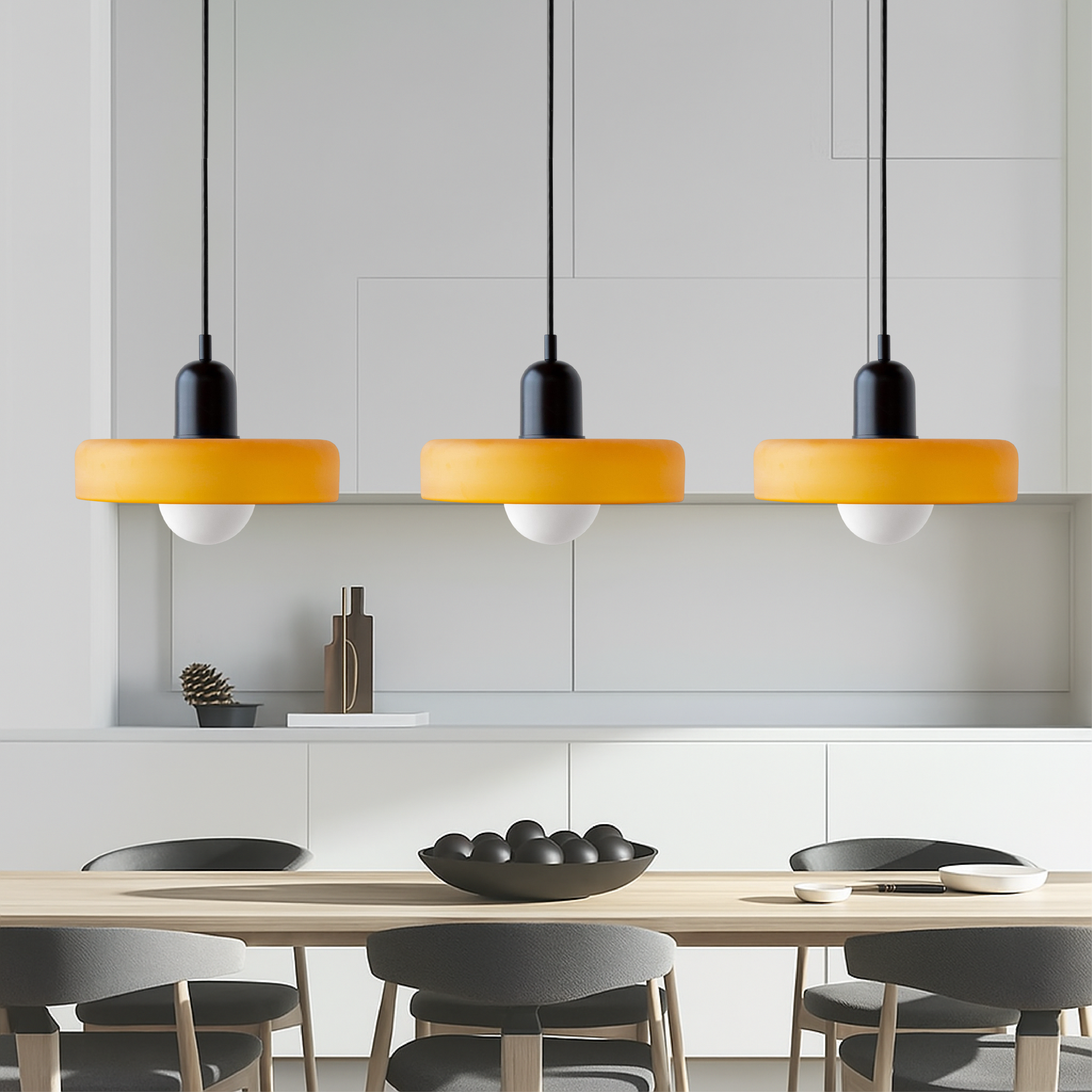 3-kops Bauhaus Gekleurd Glas Hanglamp