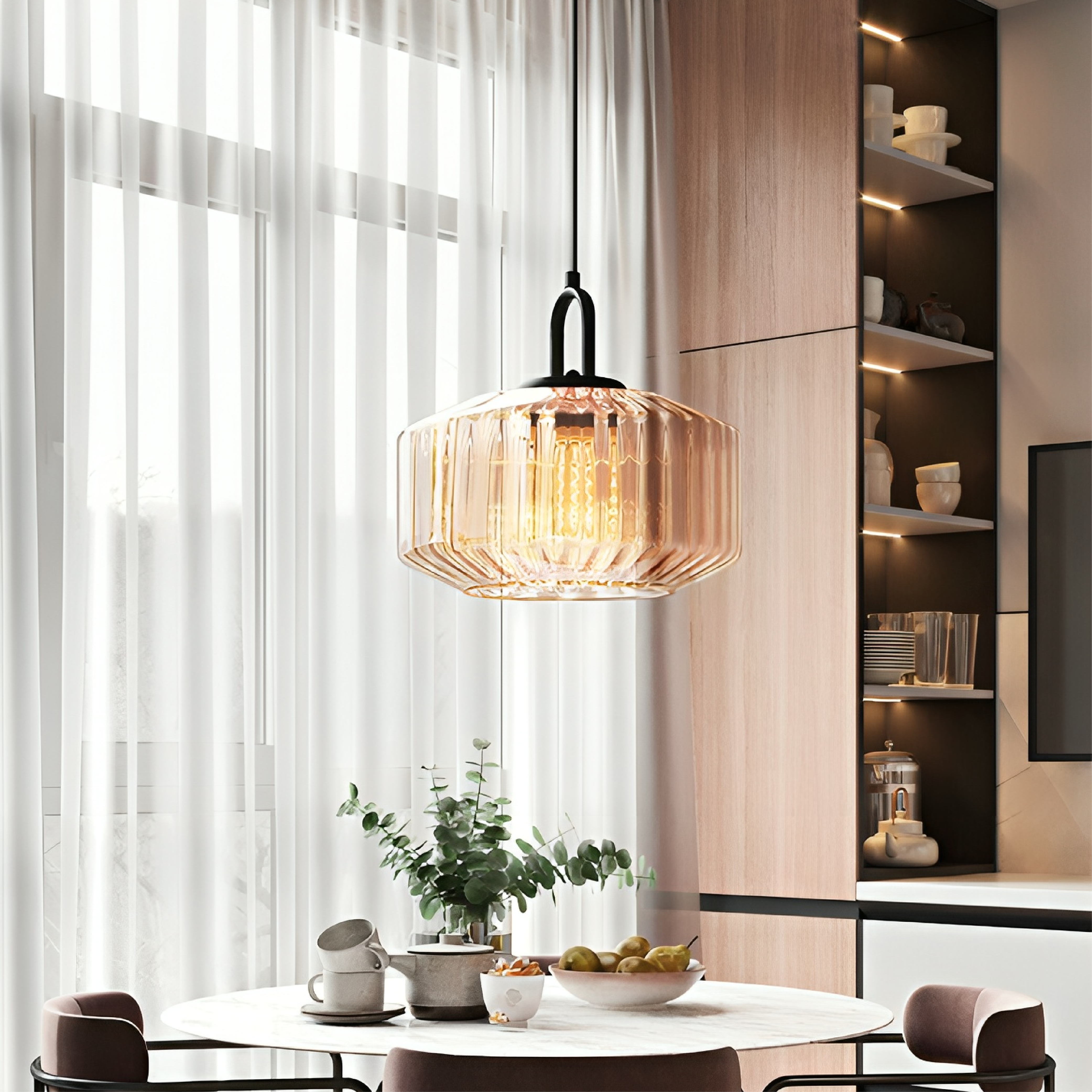 Gekleurd glazen hanglamp