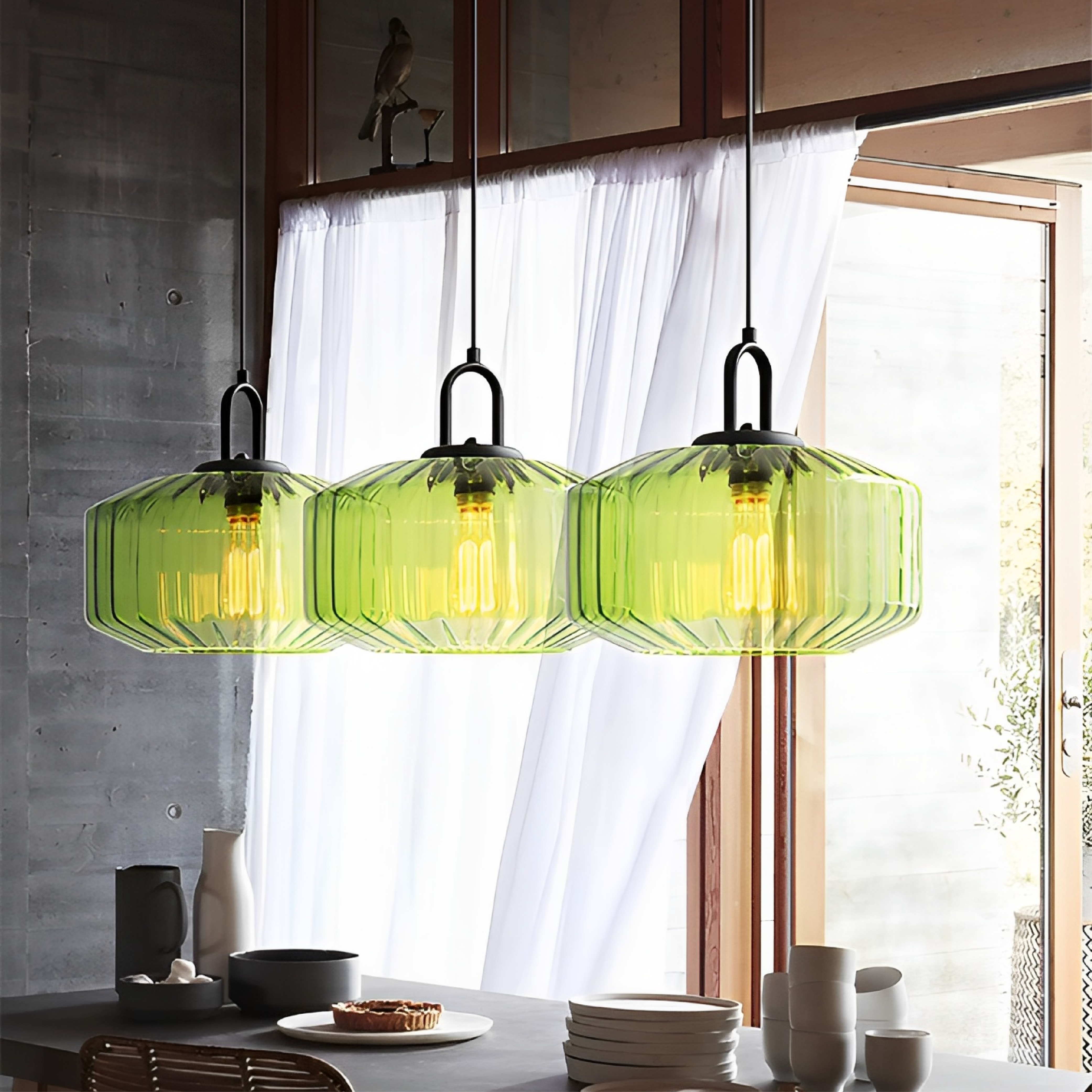 Gekleurd glazen hanglamp