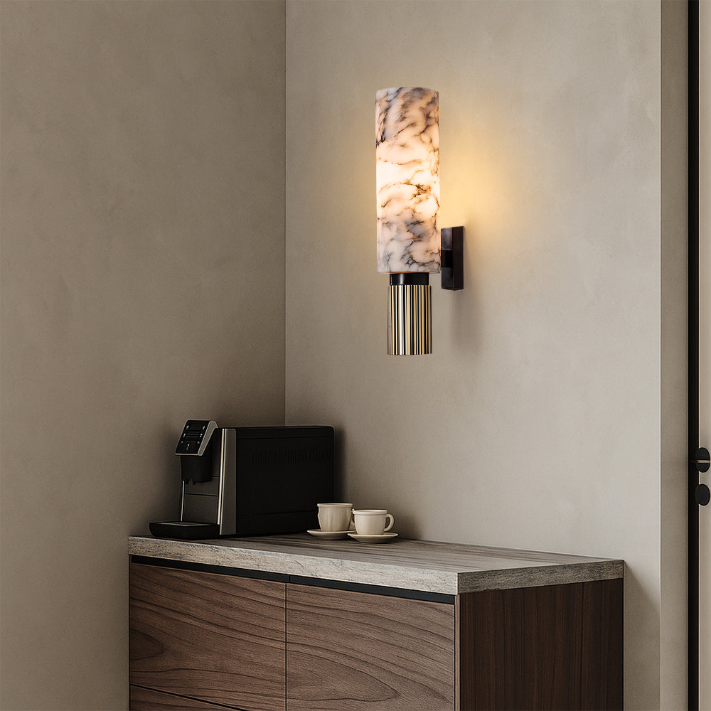 Koperen stenen wandlamp