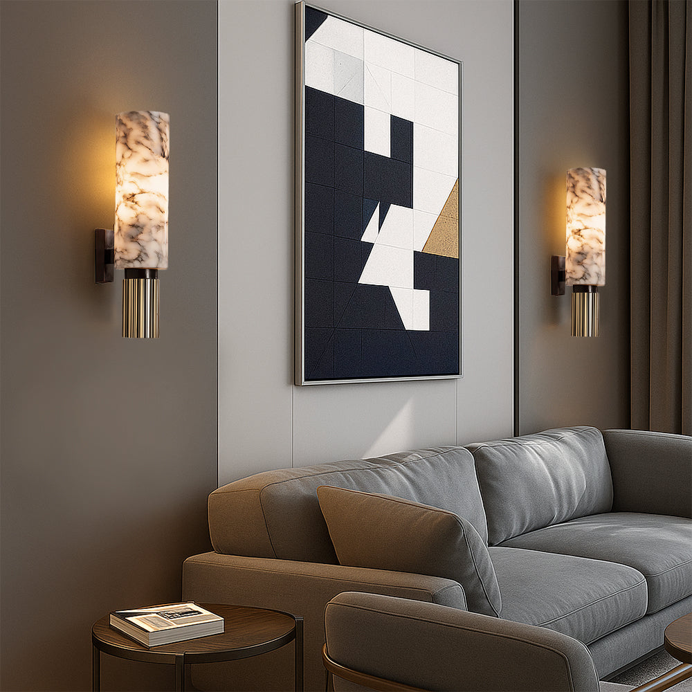 Koperen stenen wandlamp