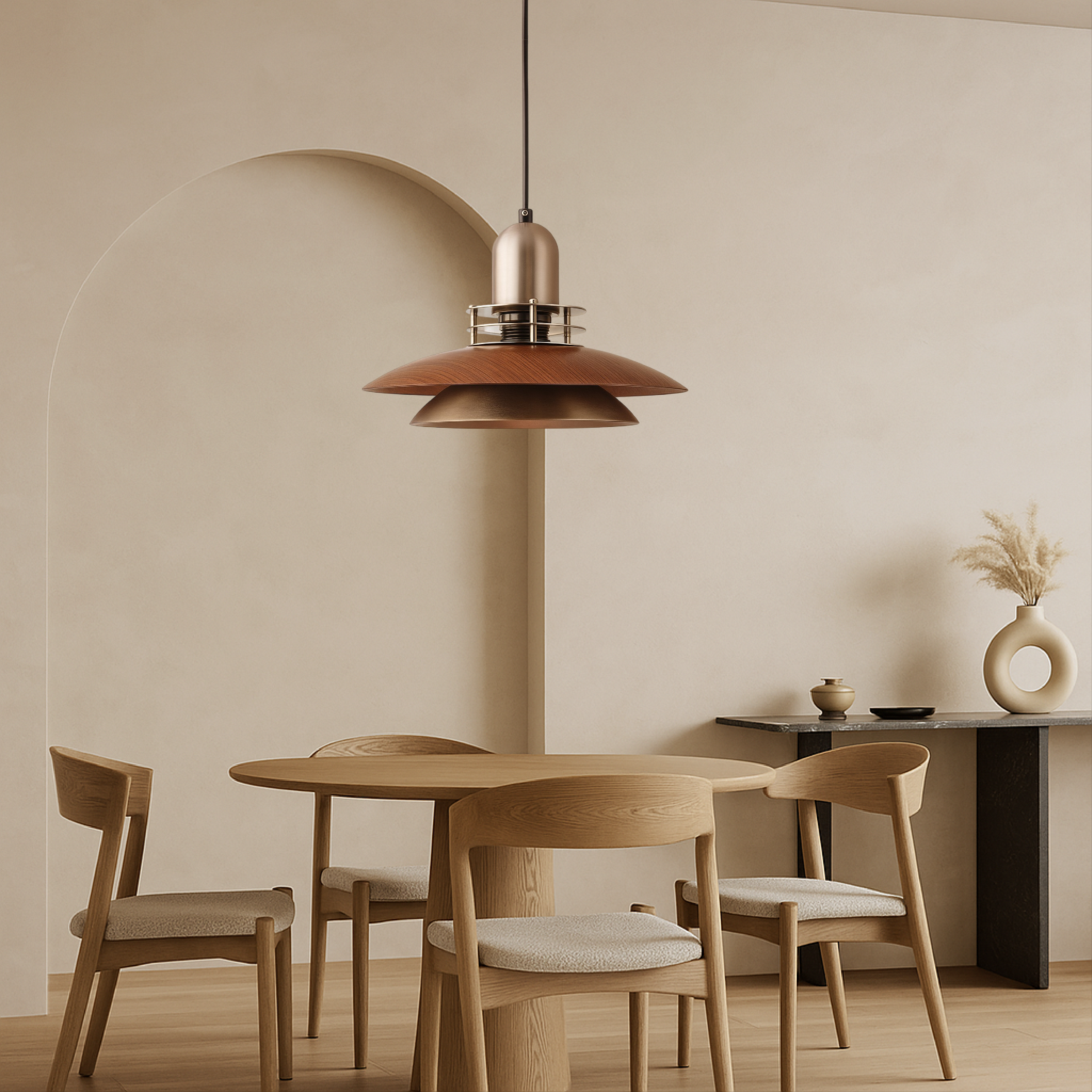 Walnoot Hout Laag Hanglamp