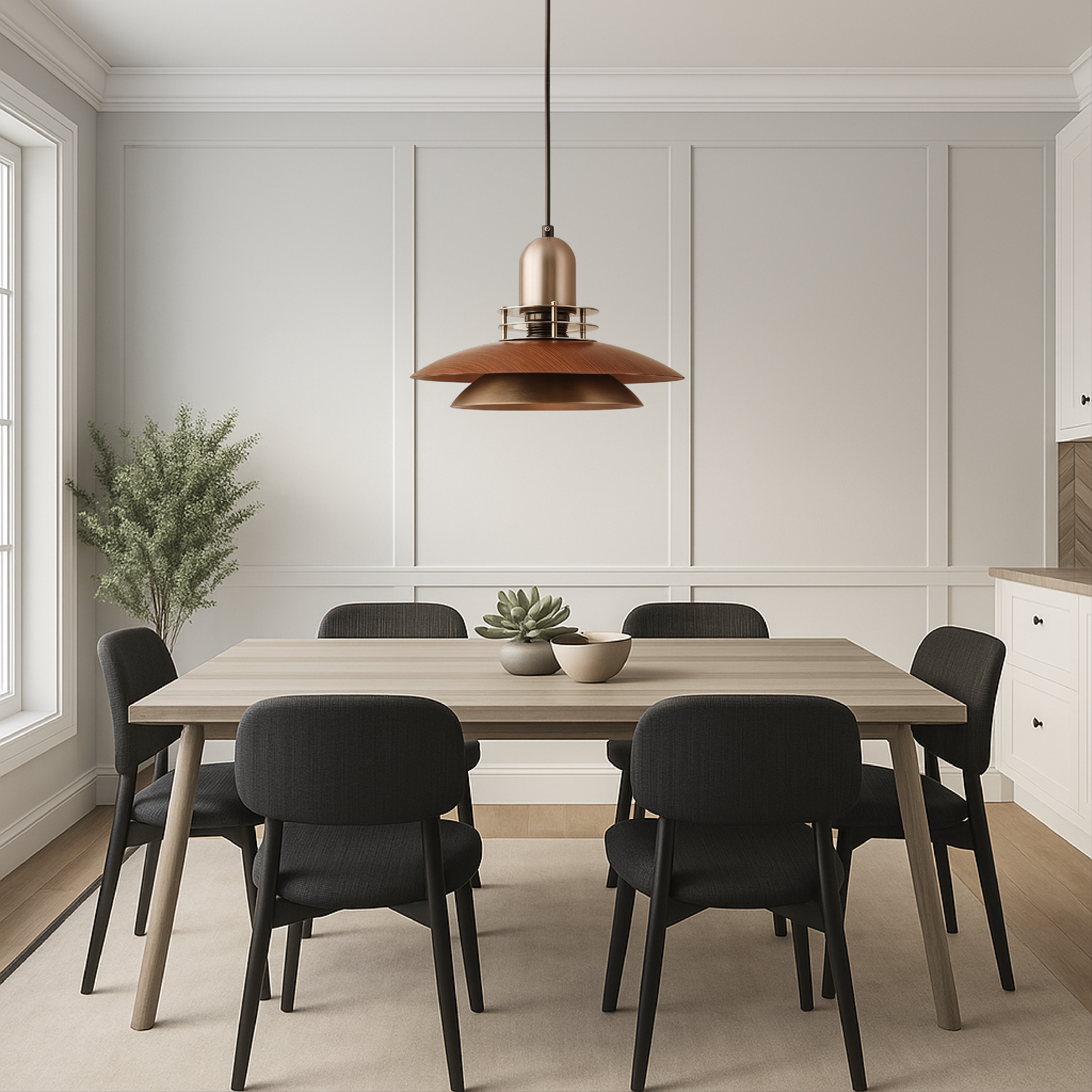 Walnoot Hout Laag Hanglamp