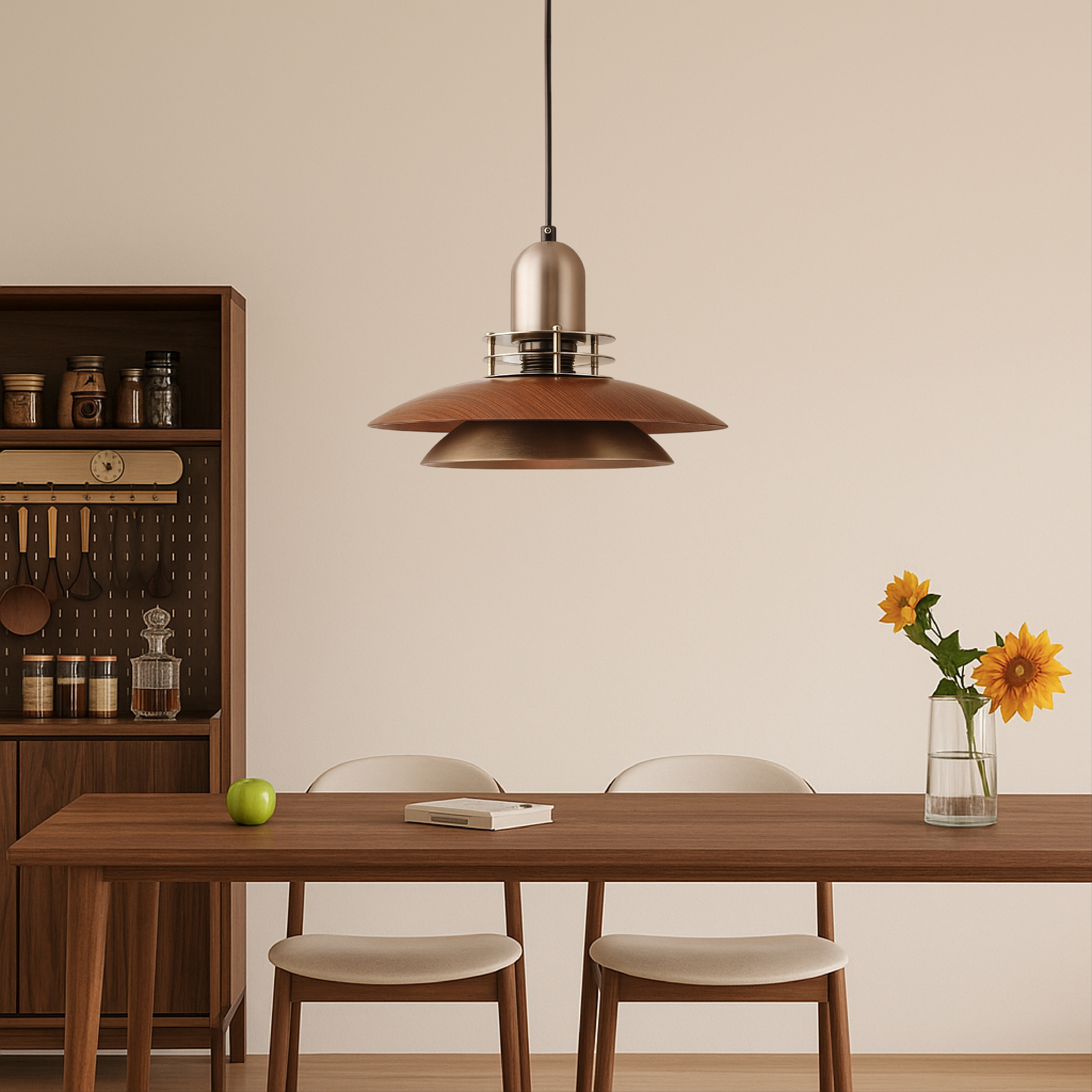 Walnoot Hout Laag Hanglamp