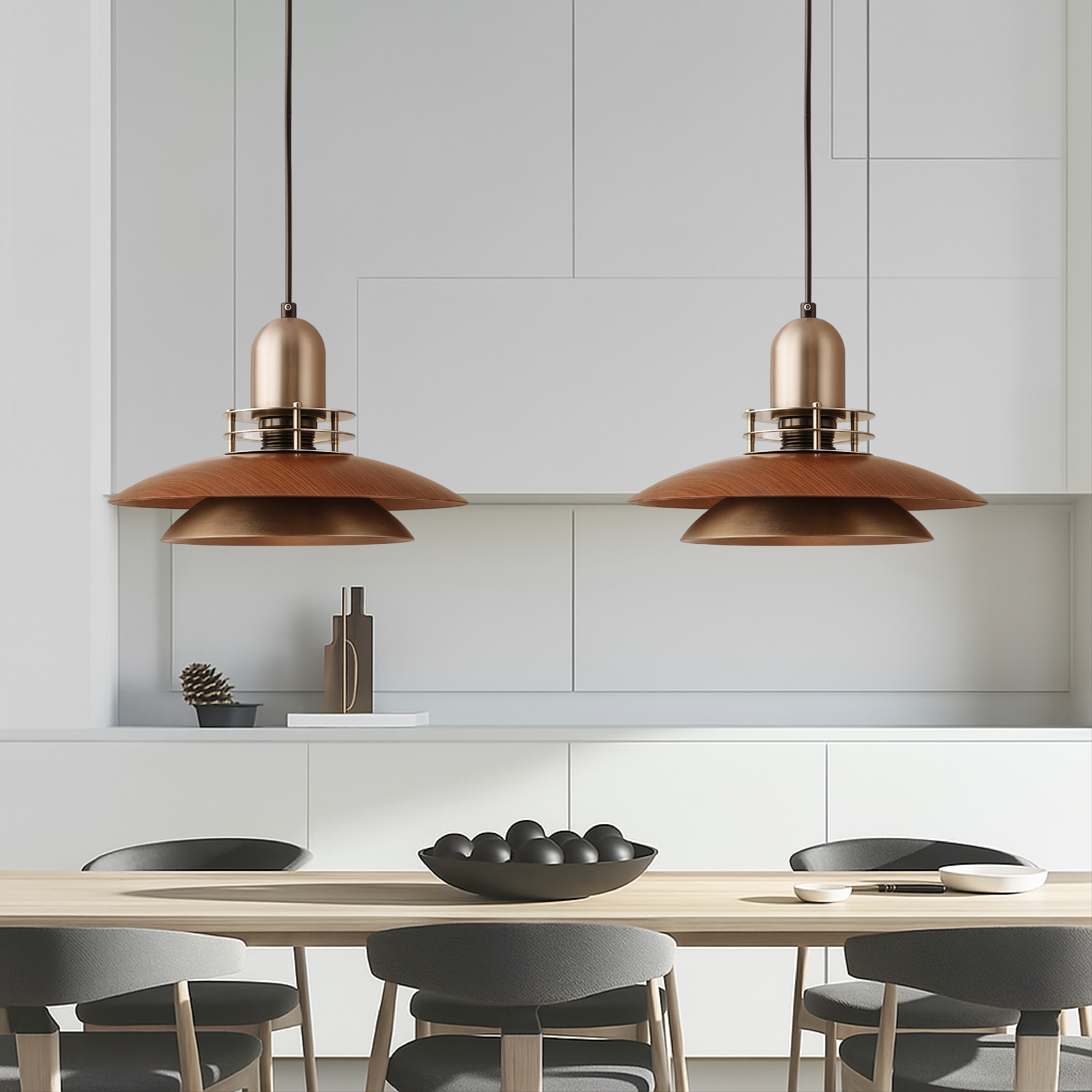 Walnoot Hout Laag Hanglamp
