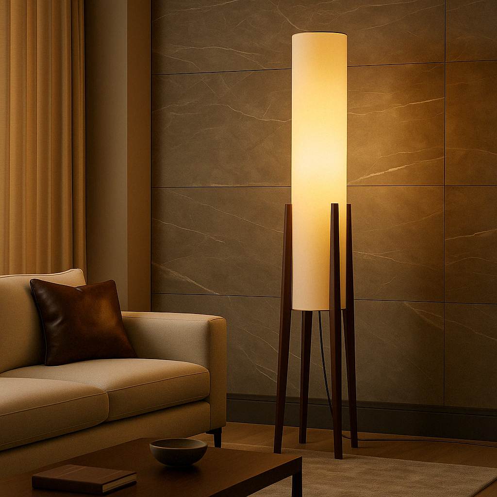 Massief Walnoten Vloerlamp