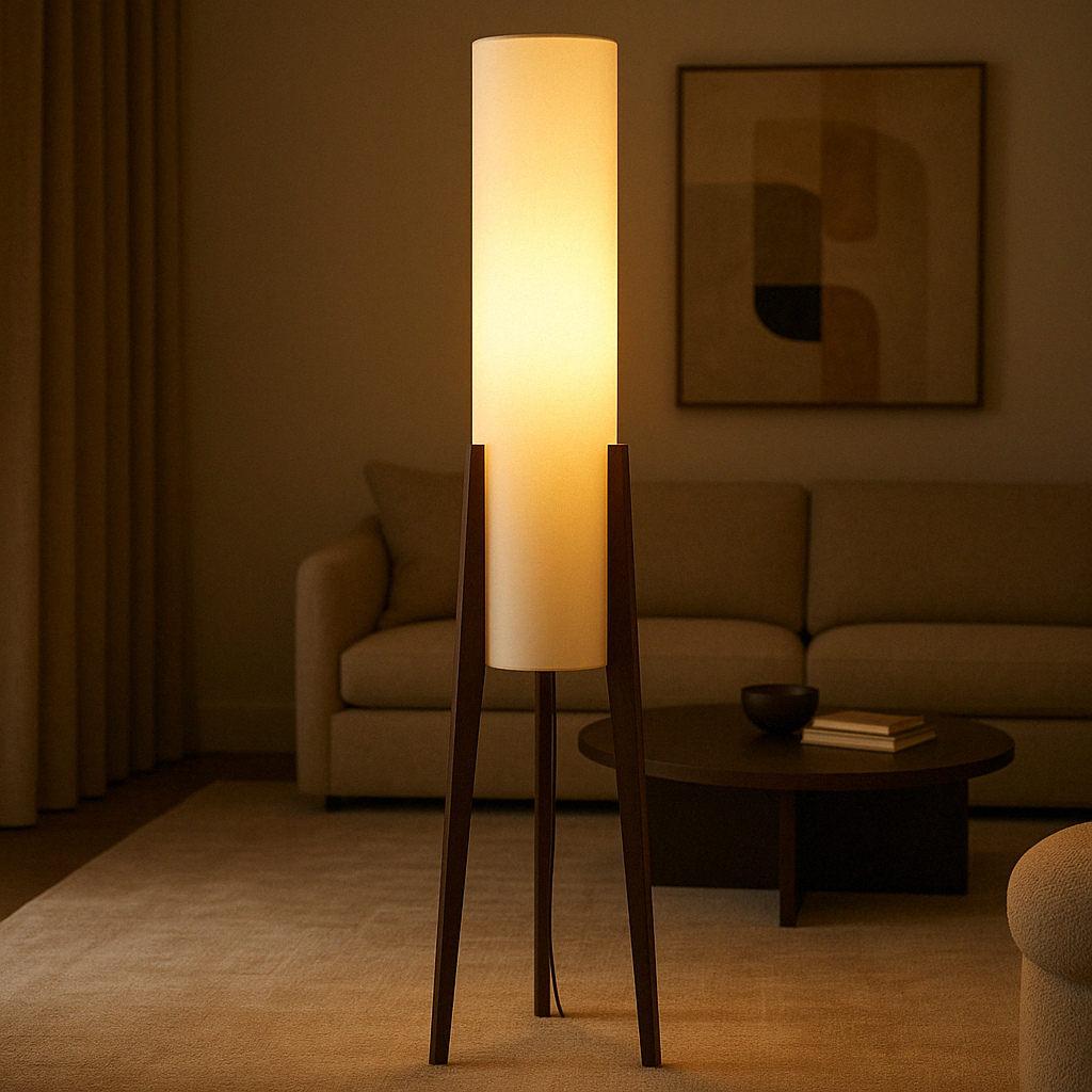 Massief Walnoten Vloerlamp