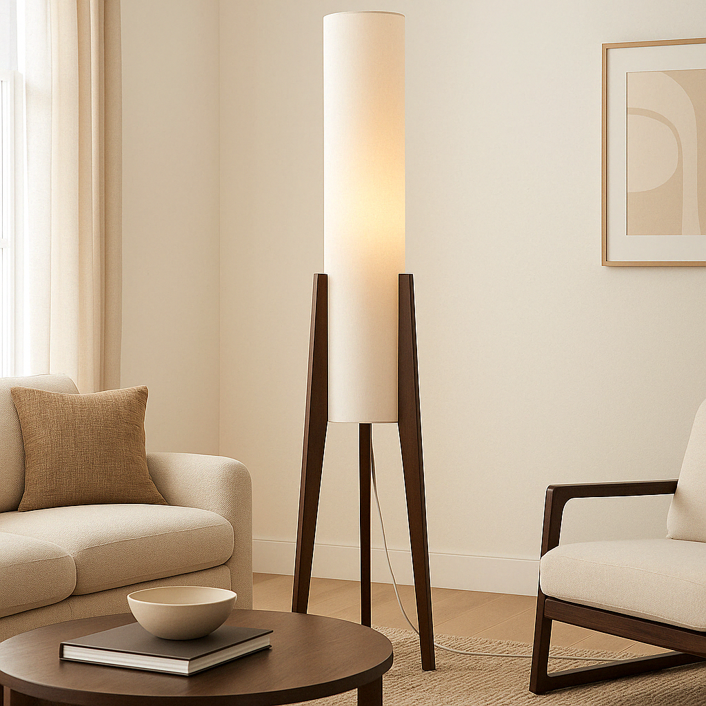 Massief Walnoten Vloerlamp